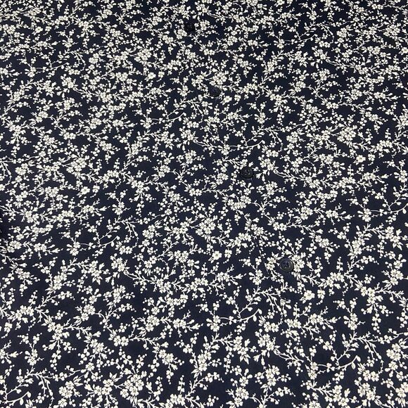 ZARA MEN Tailored Fit Long Sleeve Button Shirt Size L Navy Blue White Floral - Picture 2 of 12